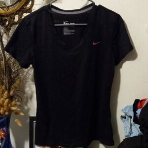 Nike Women's Black Tee with Pink Swoosh